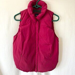 Fuchsia Puffer Vest With Stand Up Collar